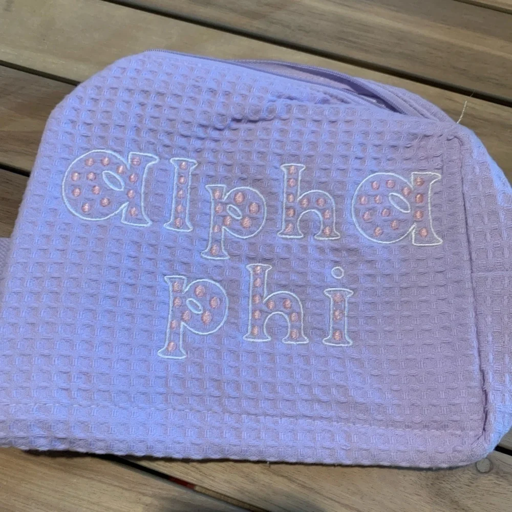 alpha phi sorority cosmetic spa bags two bags total